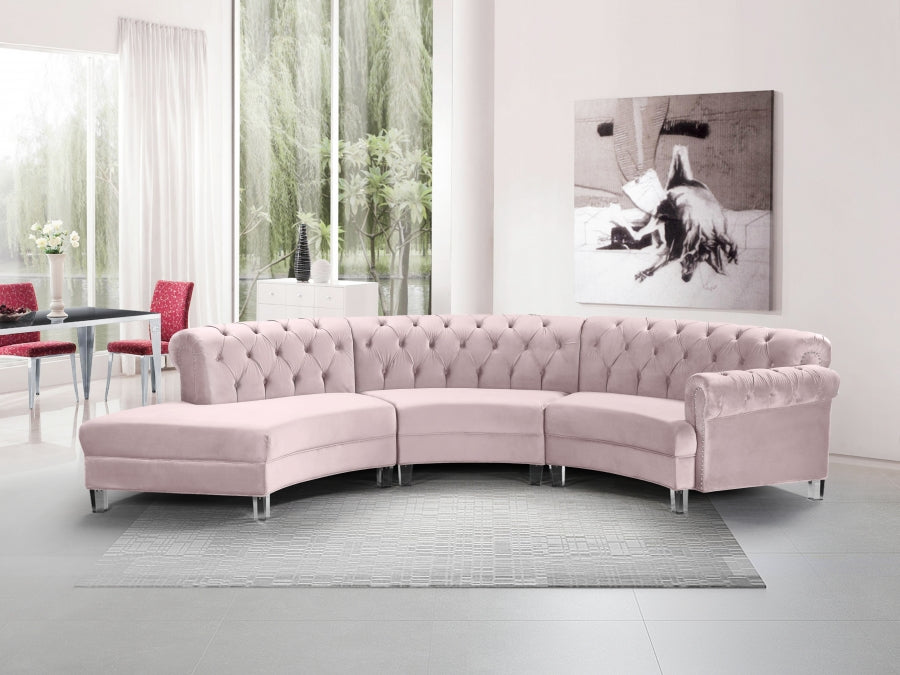 Austin Velvet 3pc. Sectional