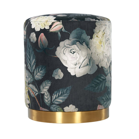 Oshai Floral Velvet Stool | Ottoman