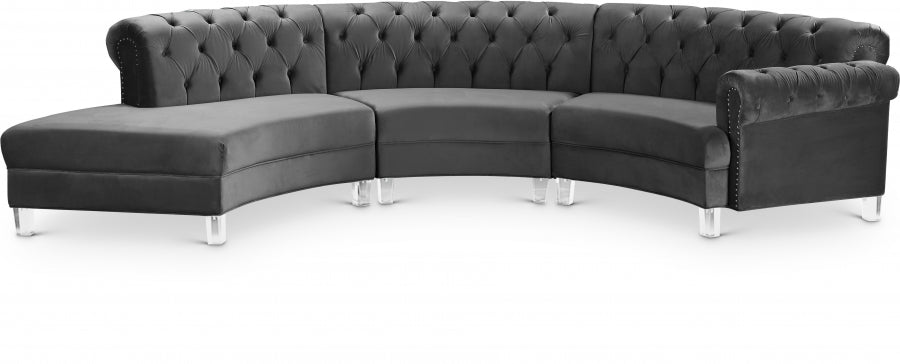 Austin Velvet 3pc. Sectional