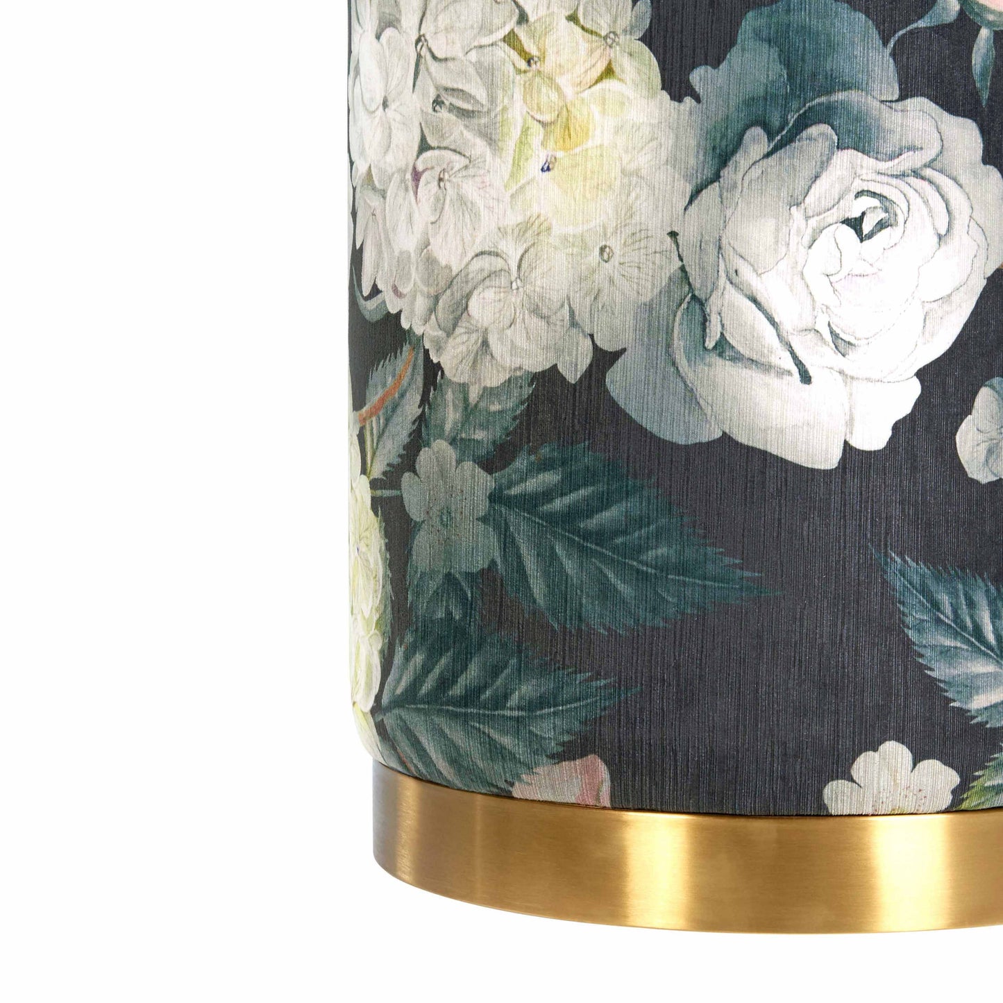 Oshai Floral Velvet Stool | Ottoman