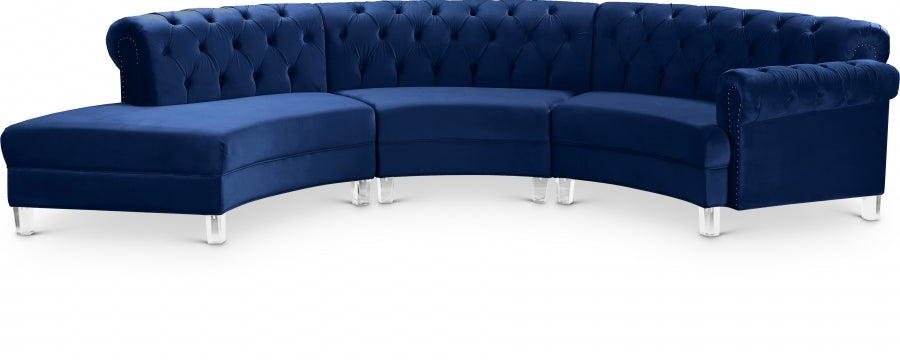 Austin Velvet 3pc. Sectional