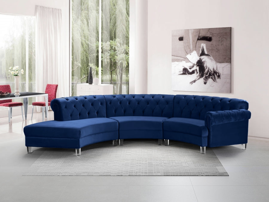 Austin Velvet 3pc. Sectional