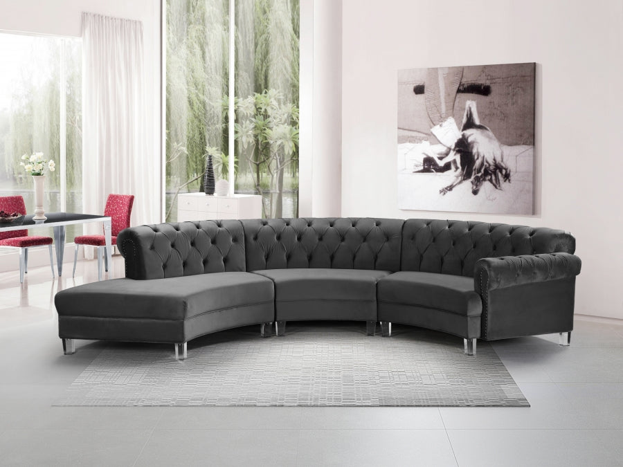 Austin Velvet 3pc. Sectional